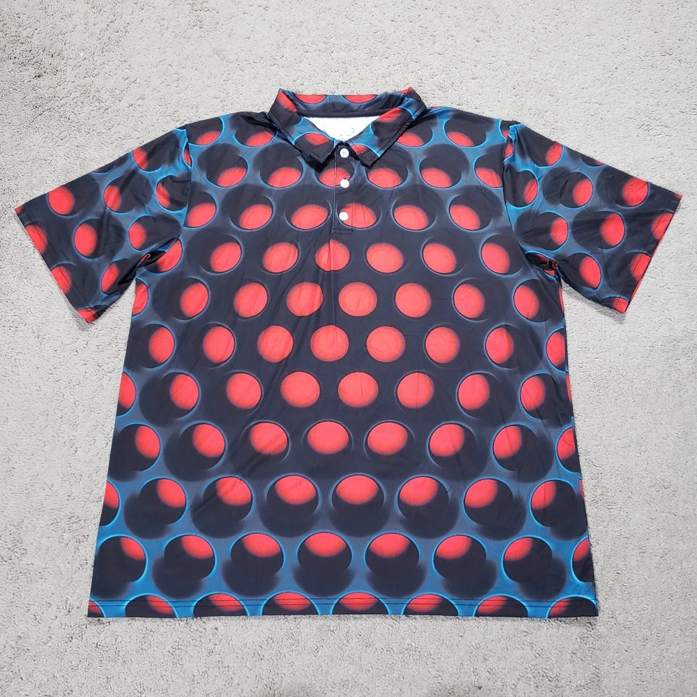 Obnoxious Golf Polo Shirt Mens XL Abstract Holes Golf Ball Performance Stretch